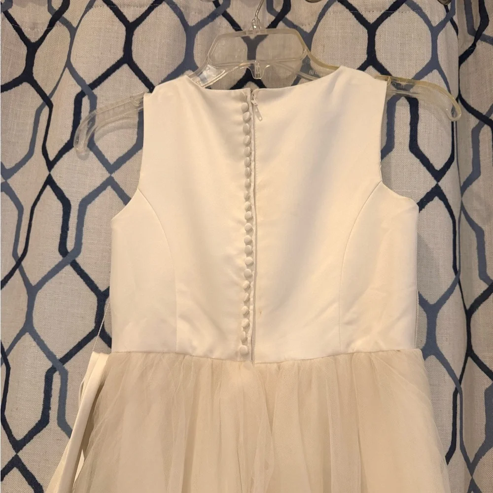 David's Bridal Ivory Bow Kids Dress - Picture 3 of 4